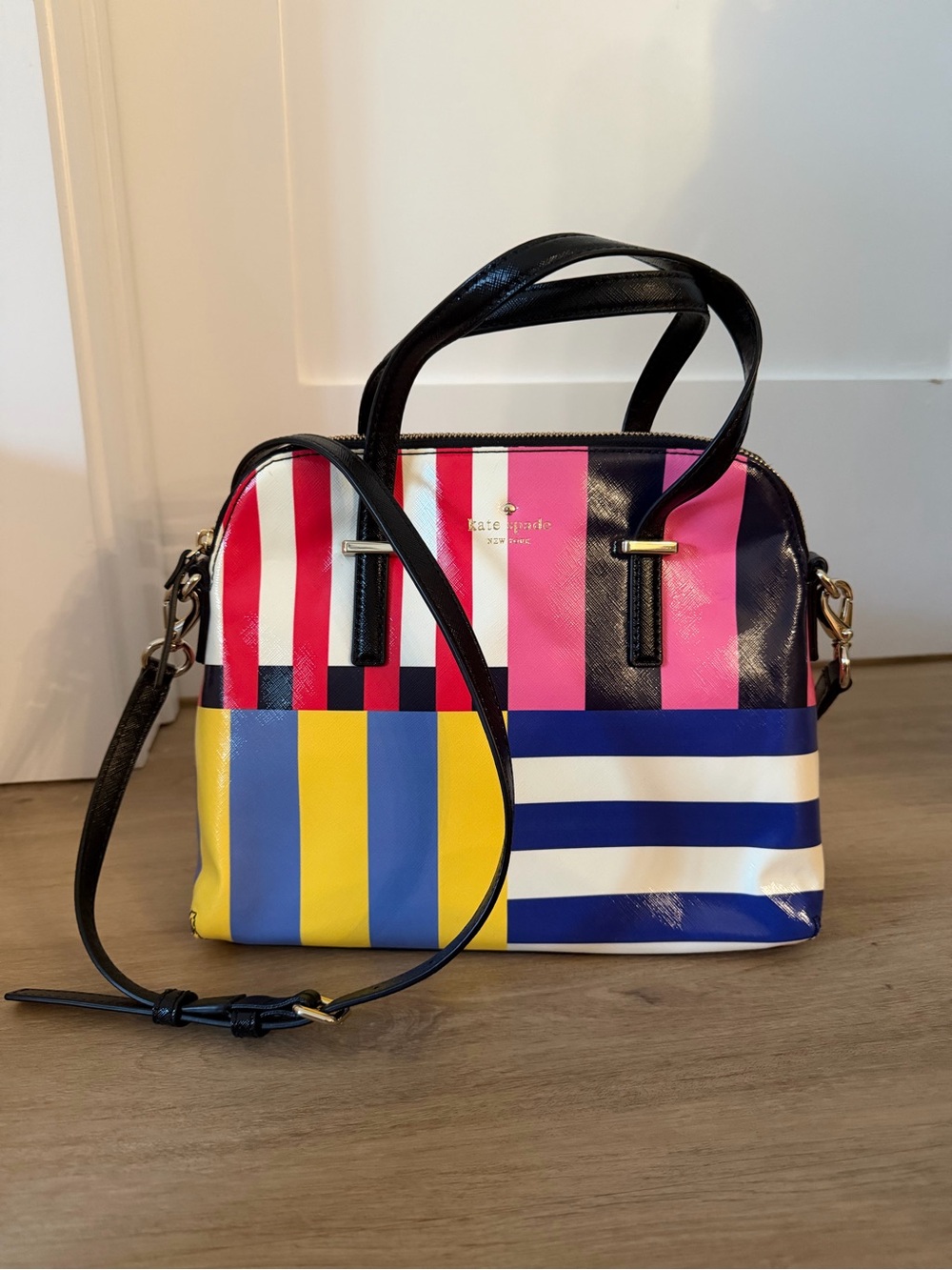 NWT Kate Spade Cedar Street Flag Stripes Maise Satchel RARE